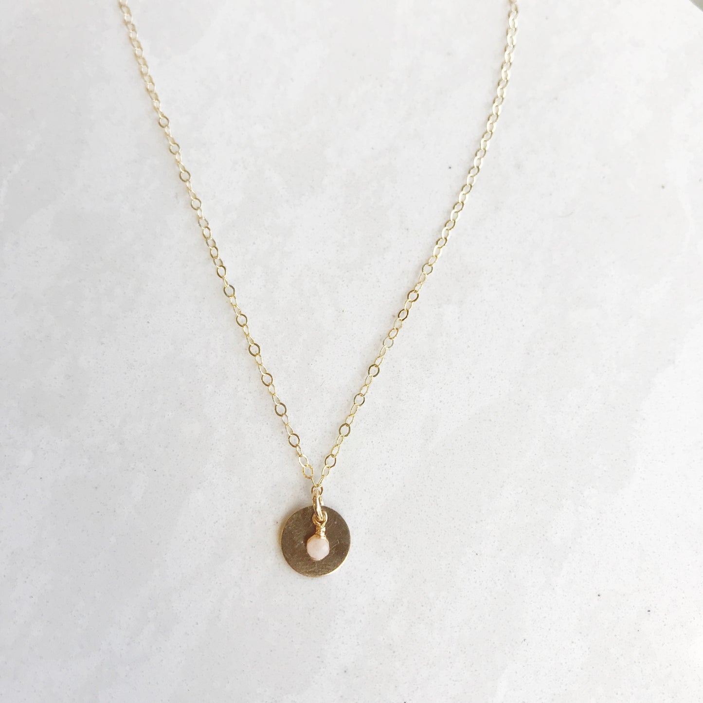 Small Wonders Necklace - peach moonstone