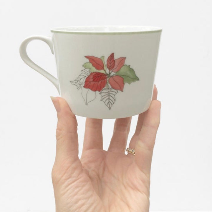 Vintage Poinsettia Mugs