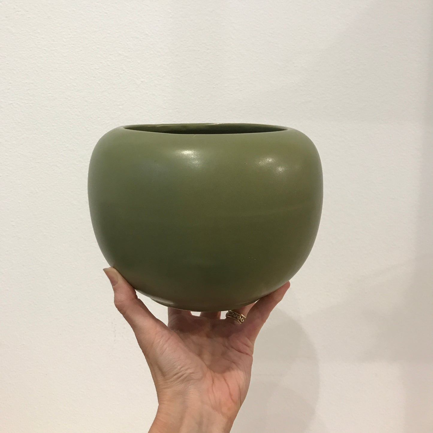 Vintage Green Ceramic Pottery Planter