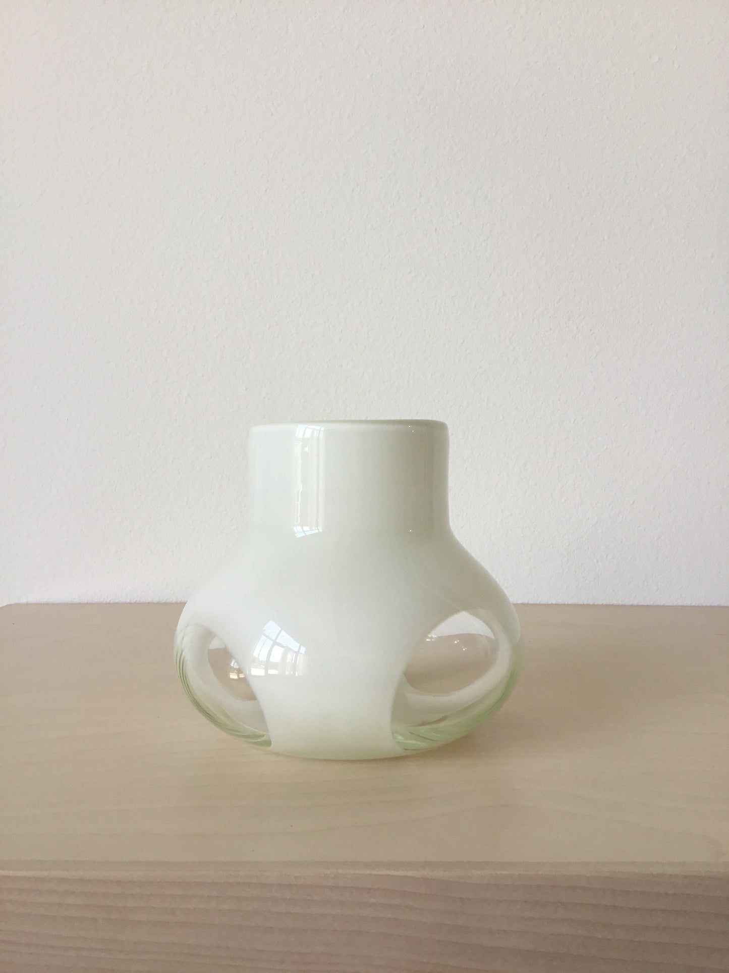 Vintage White and Clear Bubble Window Vase