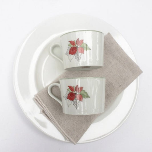 Vintage Poinsettia Mugs