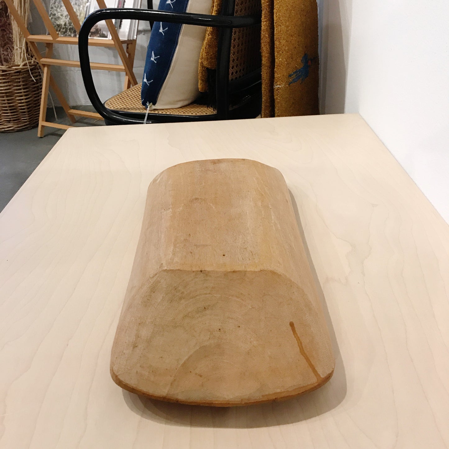 Antique Hand Carved Large Wood Dough Bowl