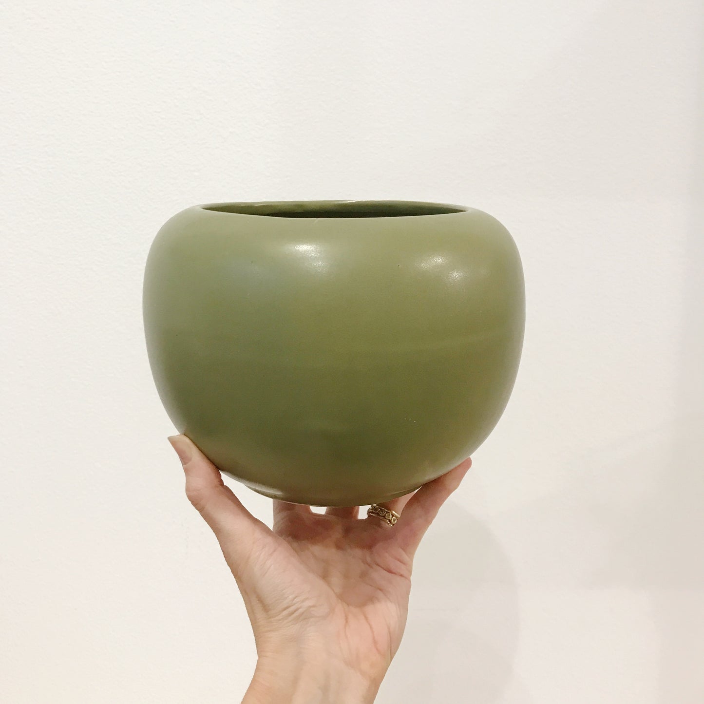 Vintage Green Ceramic Pottery Planter