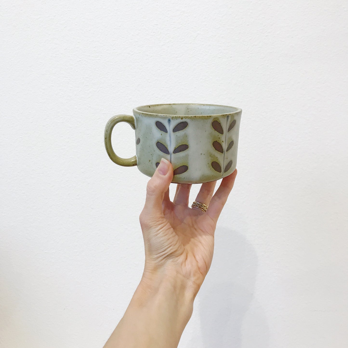 Vintage Oversized Speckled Stoneware Mugs