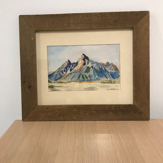 Vintage Framed Mountain Landscape Painting by M. Sullivan