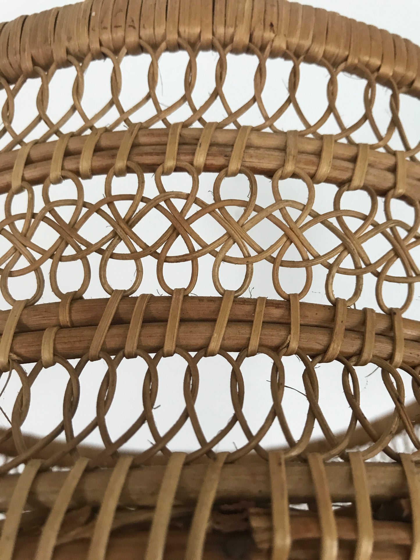 Vintage Open Weave Handmade Scroll Basket
