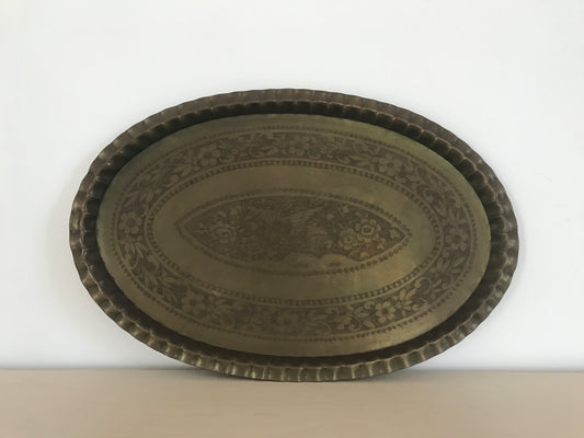 Large Mid Century Brass Tray