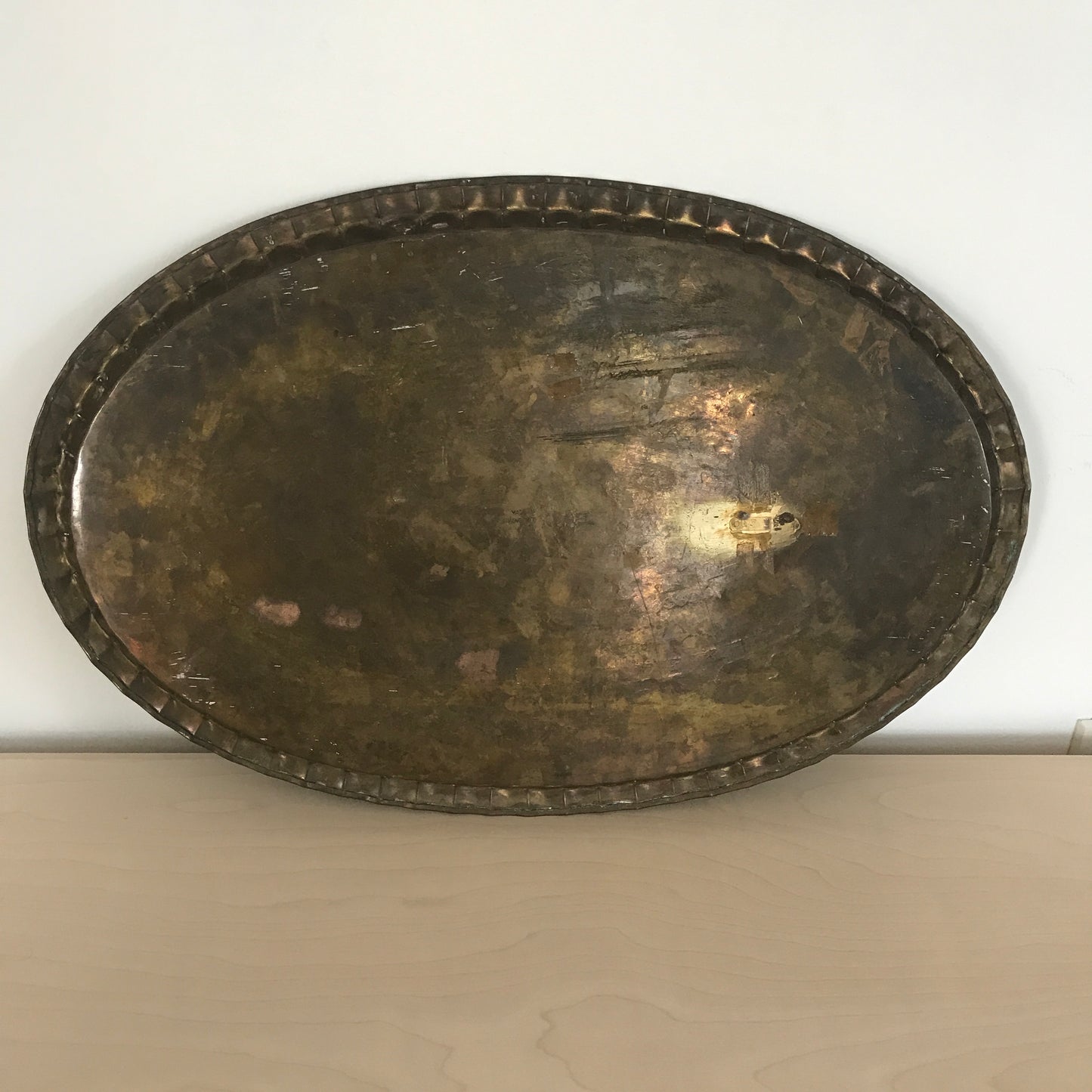 Large Mid Century Brass Tray