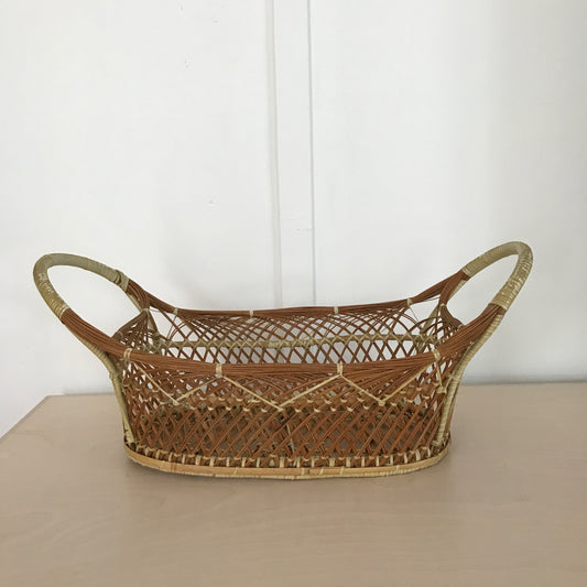 Vintage Open Weave Oblong Basket