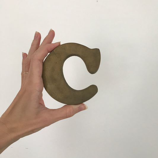 Vintage Solid Brass C Paperweight