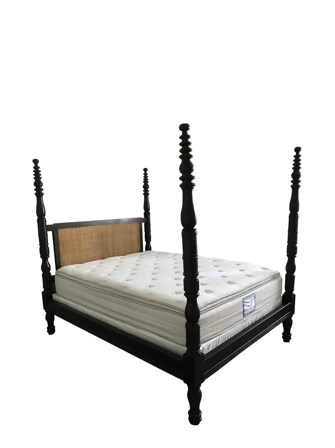 Vintage Four Poster Bed with Cane Headboard