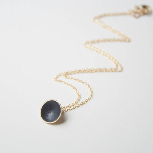 Stella Fluorescent - Petite Dome Necklace Ebony/Brass