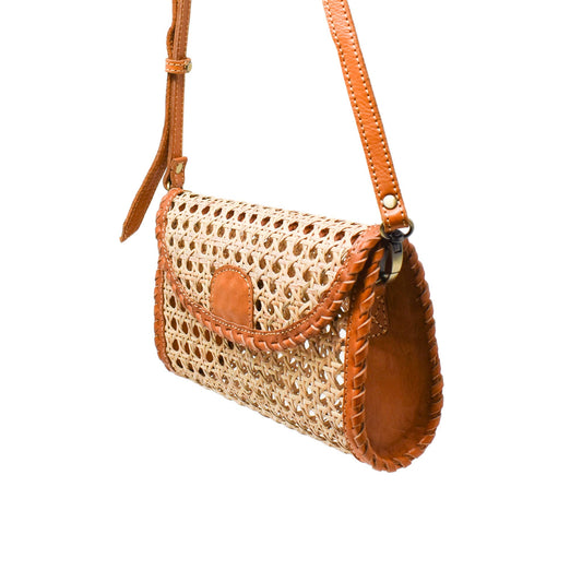 Ainsley Cane and Leather Crossbody Bag