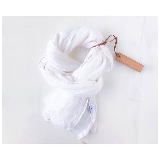 White Linen Scarf