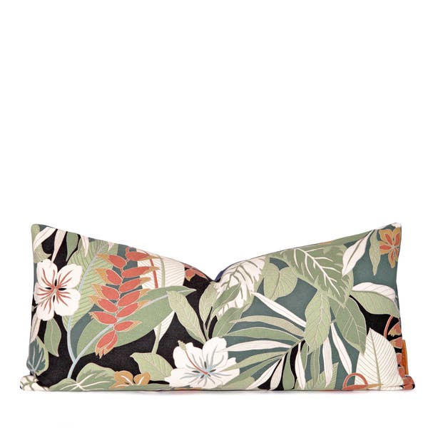 Vintage Tiki Palm Tropical Lumbar Pillow