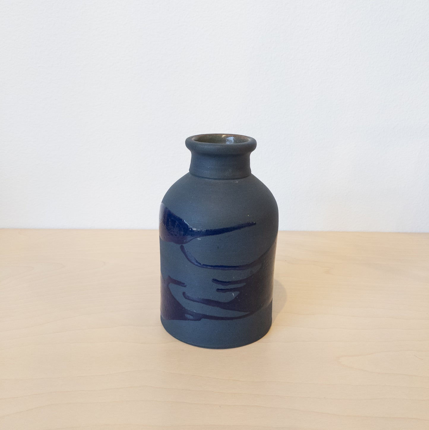 Vintage studio pottery stoneware drip glaze vase