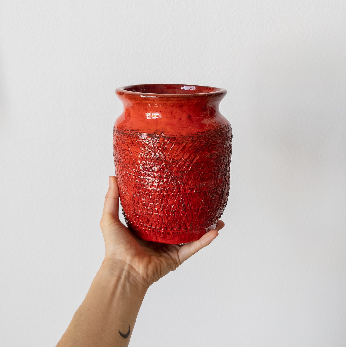 Vintage Red Stoneware Vase