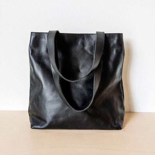Hanna Leather Tote Black