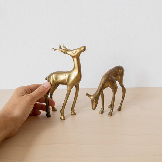 Vintage Pair of Brass Deer Figurines