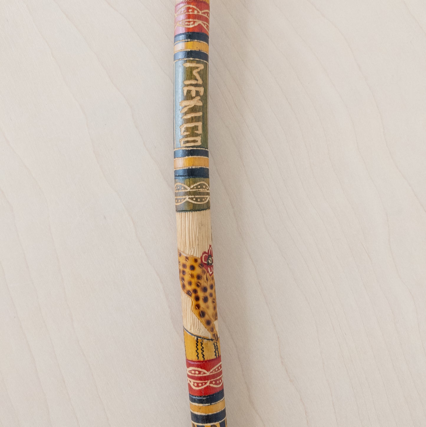 Vintage Hand Carved Wooden Walking Stick from Mexico