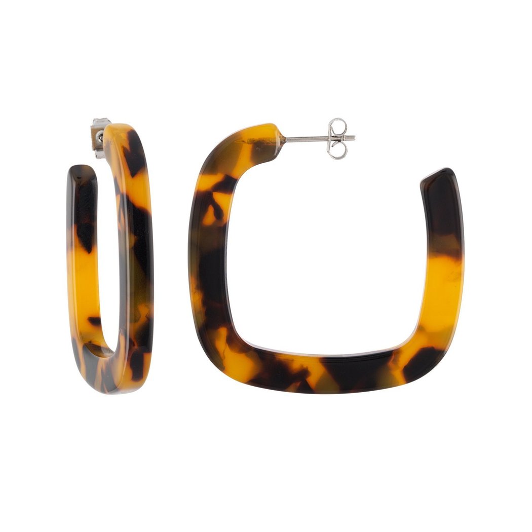 Classic Tortoise Midi Square Hoops