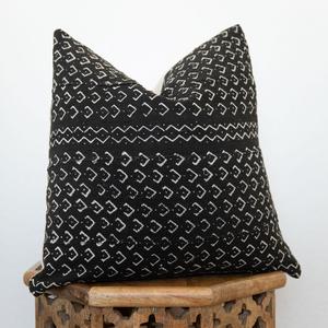 African Mudcloth Pillow Cover - black and white
