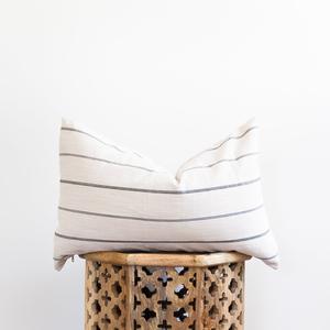 White Horizontal Stripe Lumbar Pillow Cover