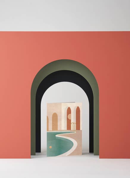 Pool with Arches Greeting Card