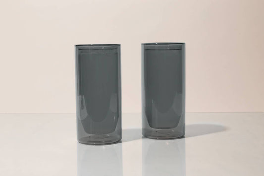 Gray Double-Walled Tall Glass Set