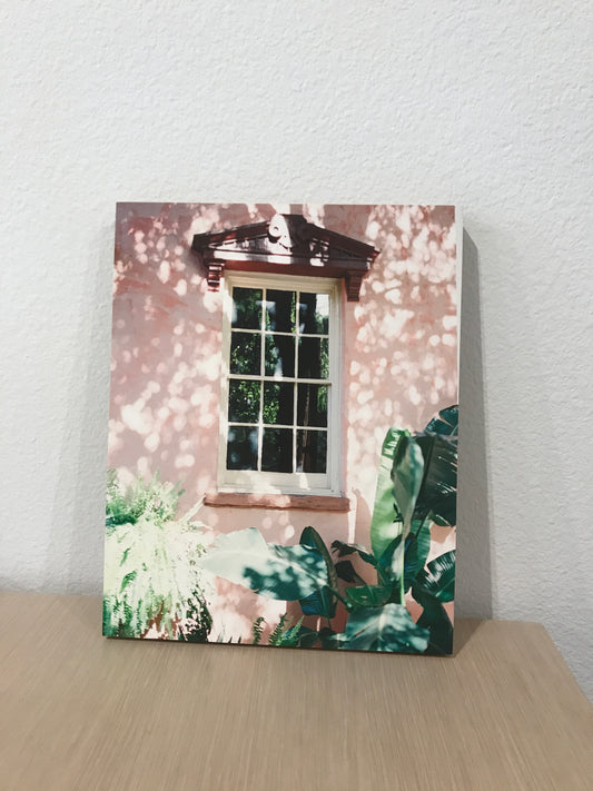 Pink House 8x10 Print on Bamboo Board