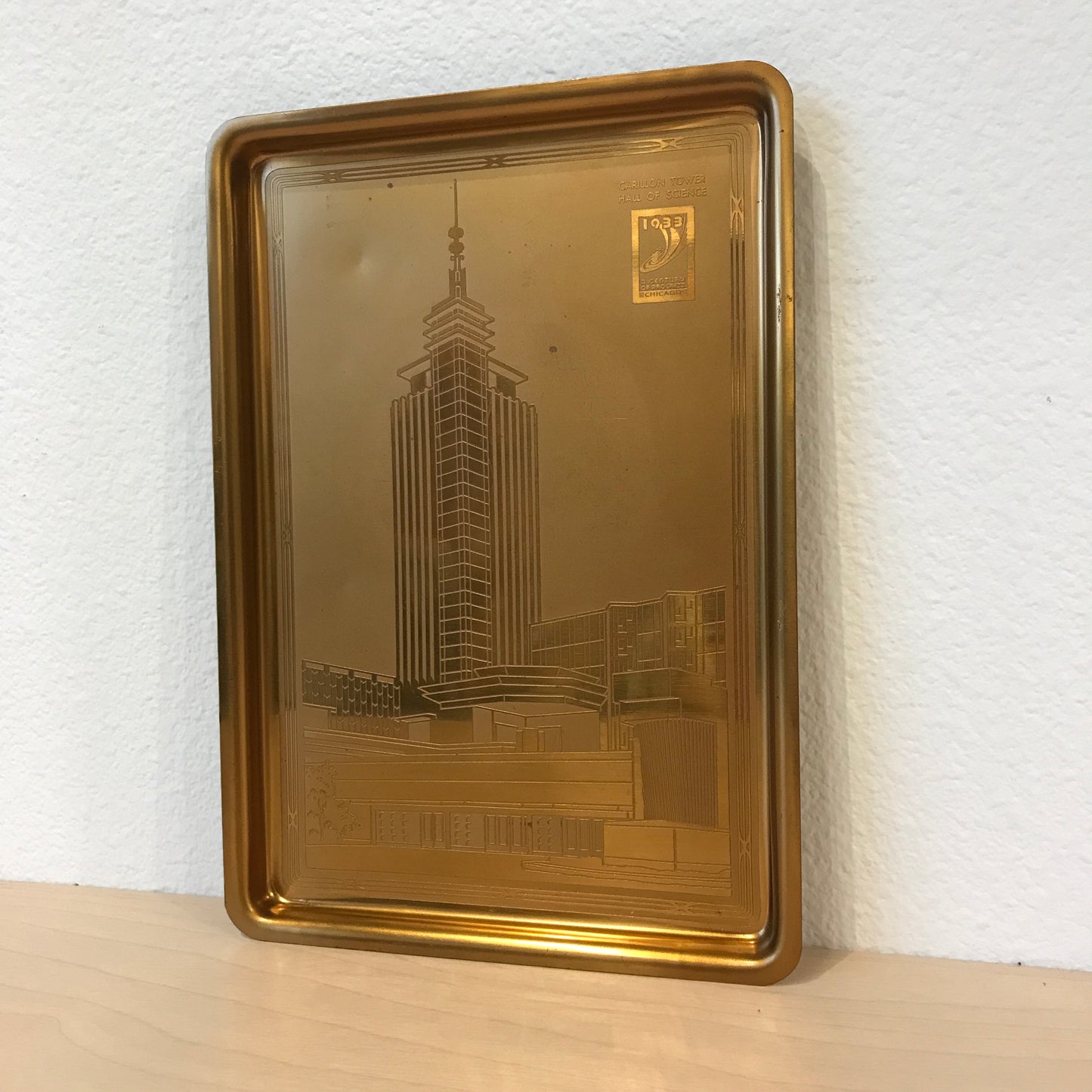 Vintage Etched Gold Architectural Tray