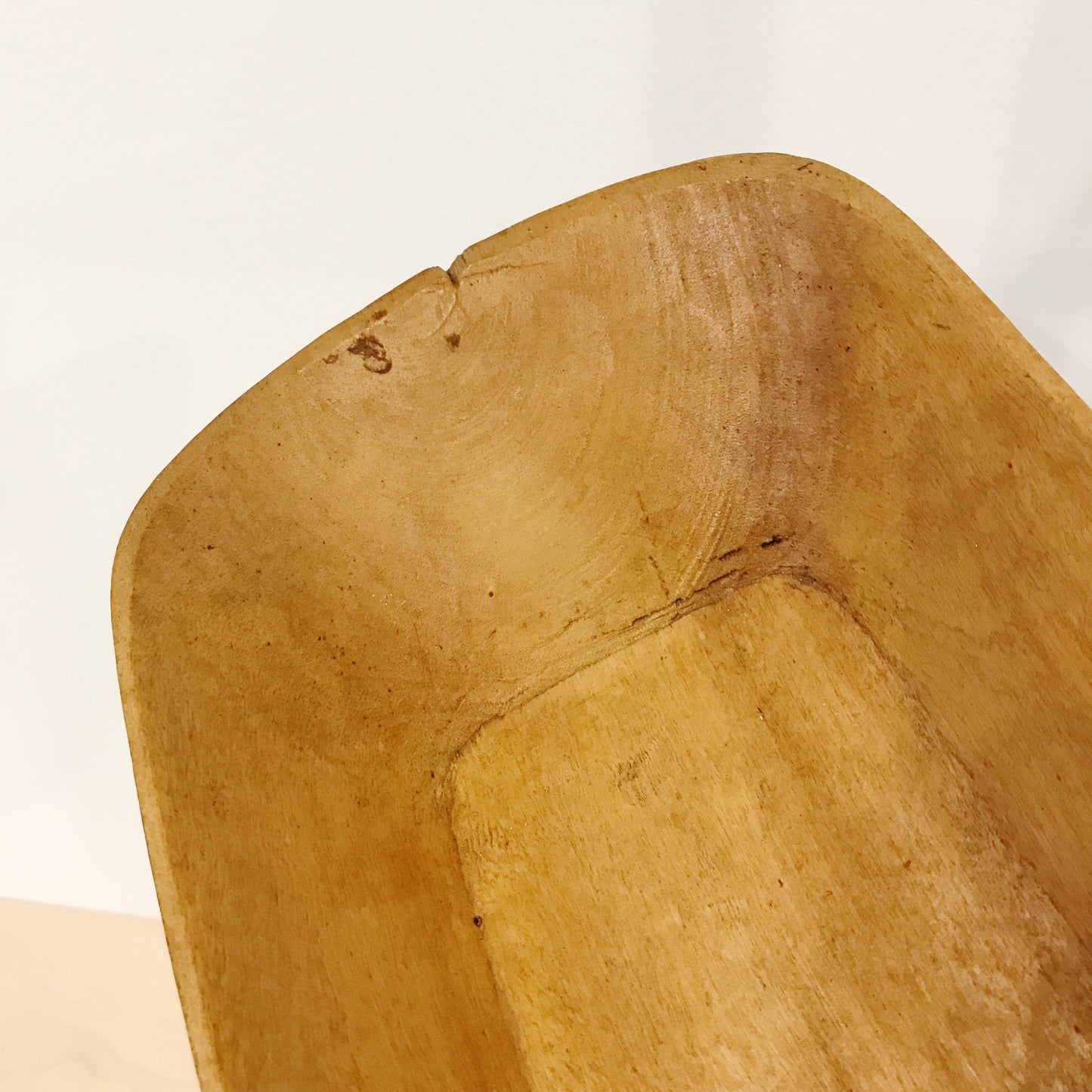 Antique Hand Carved Medium Wood Dough Bowl