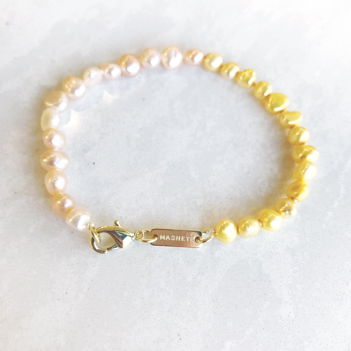 Pink + Yellow Mixed Freshwater Pearl Bracelet