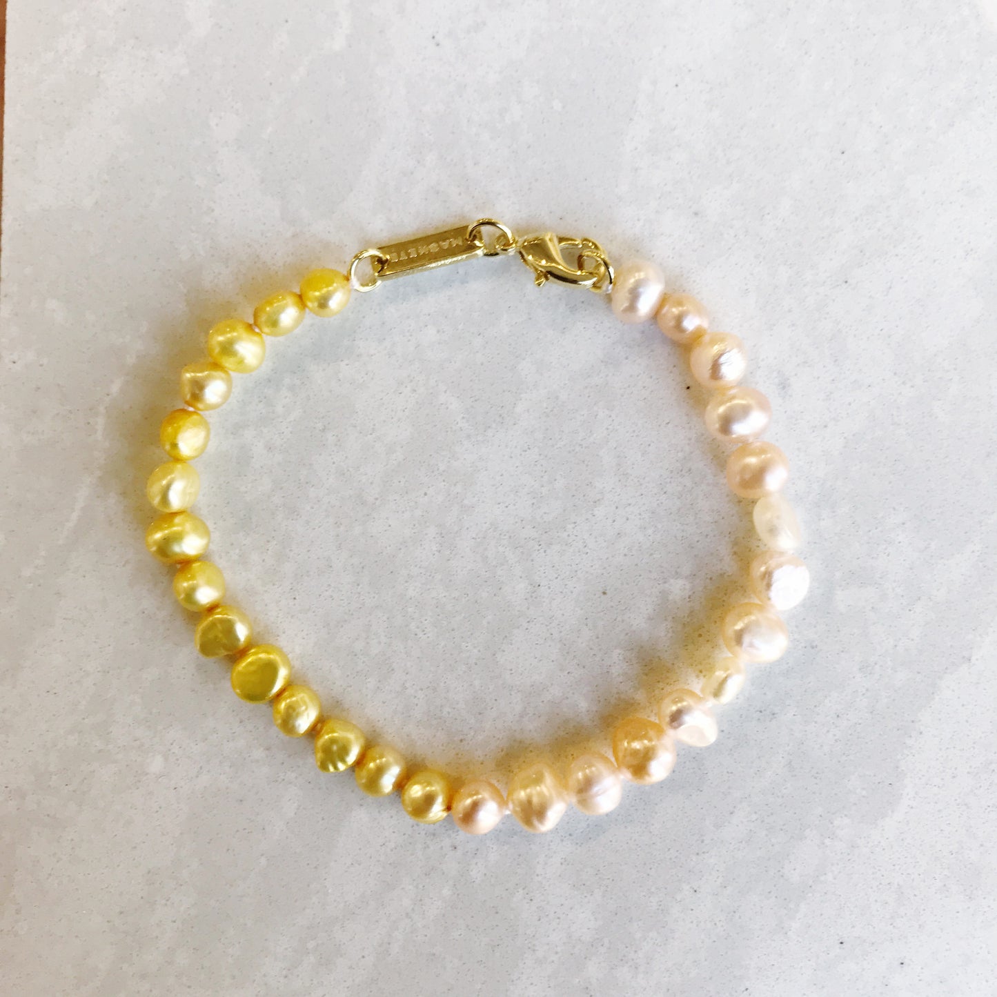 Pink + Yellow Mixed Freshwater Pearl Bracelet