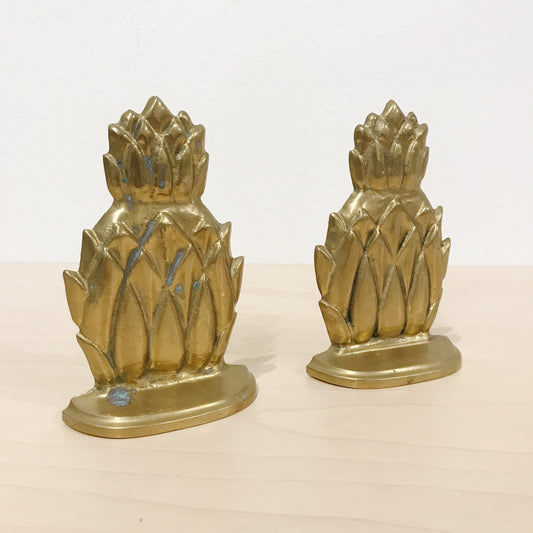 Vintage Brass Pineapple Bookends