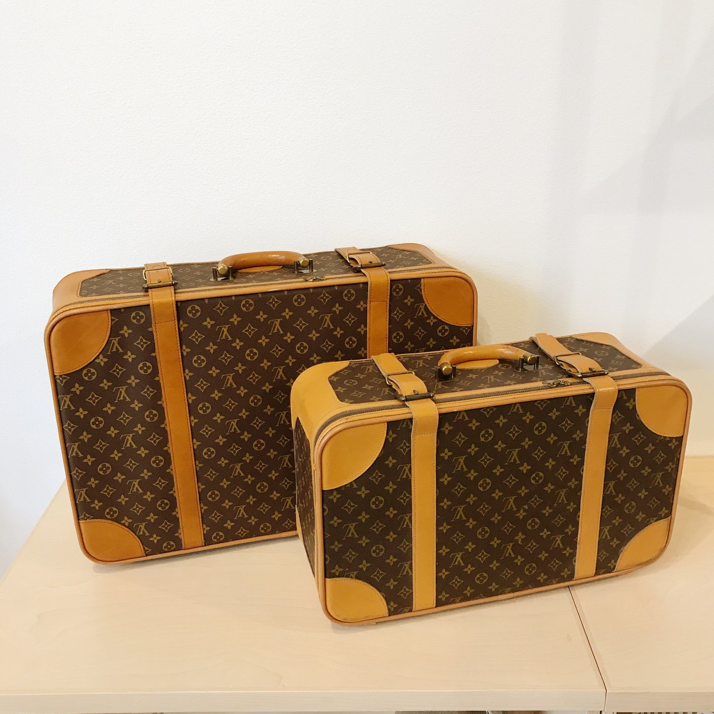 Authentic 1970s Vintage Louis Vuitton Suitcases (set