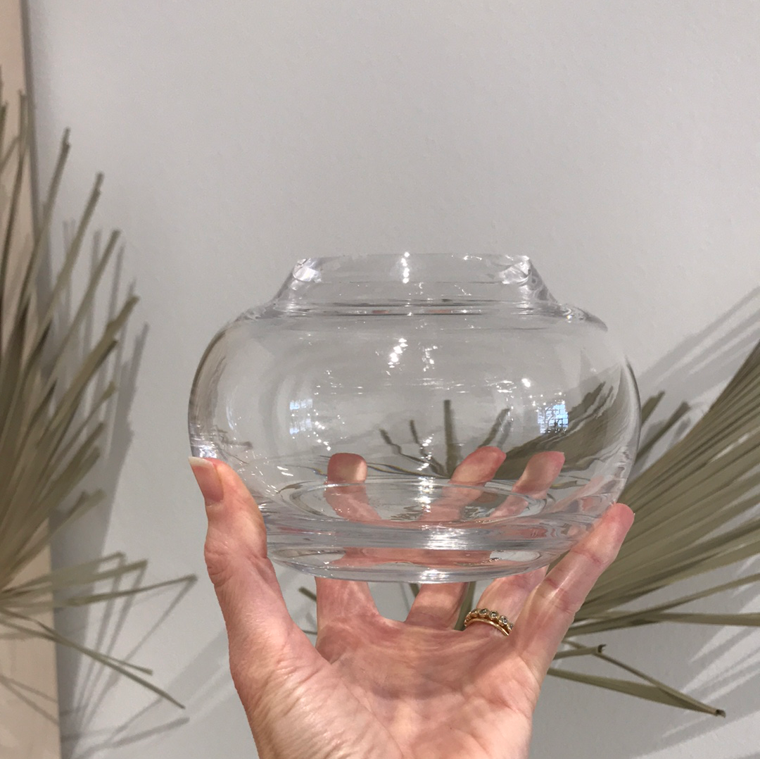 Vintage Wedgwood crystal bowl vase - clear round
